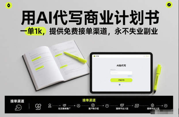 用AI代写商业计划书，一单1k，提供免费接单渠道，永不失业副业-新时光资源网
