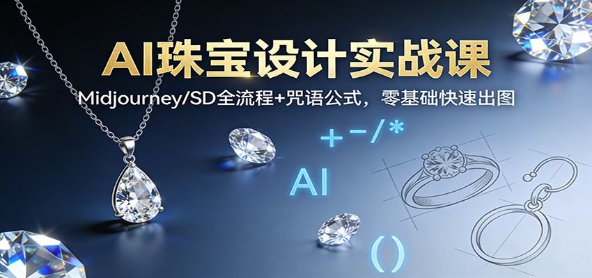 AI珠宝设计实战课:Midjourney/SD全流程+咒语公式,零基础快速出图-新时光资源网