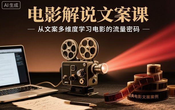 电影解说文案课，从文案多维度学习电影的流量密码-新时光资源网