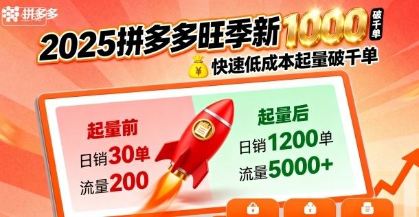 2025拼多多旺季新老店铺——快速低成本起量破千单-新时光资源网