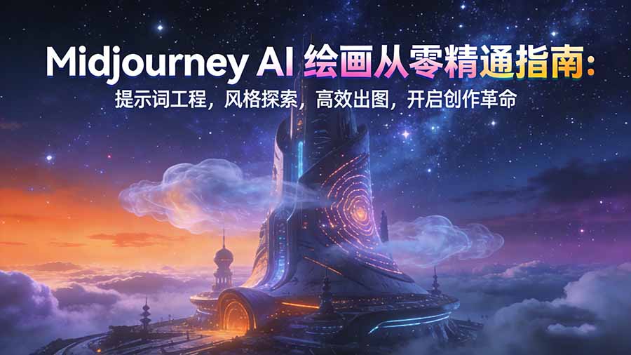 Midjourney AI绘画从零精通指南：提示词工程，风格探索，高效出图，开启创作革命-新时光资源网