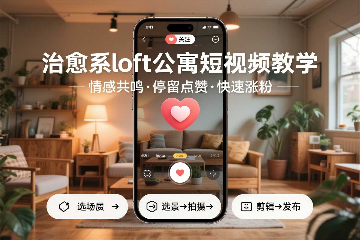 治愈系loft公寓短视频制作教学，情感共鸣引停留点赞关注，快速起号涨粉-新时光资源网