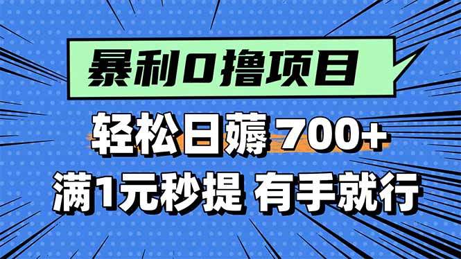 暴利无脑0撸小任务，轻松一天700+，满1元秒提现，有手就能做-新时光资源网