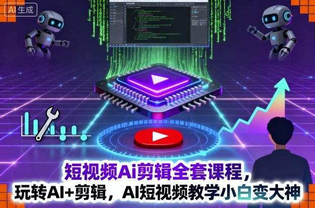 短视频Ai剪辑全套课程，玩转AI+剪辑，AI短视频教学小白变大神-新时光资源网