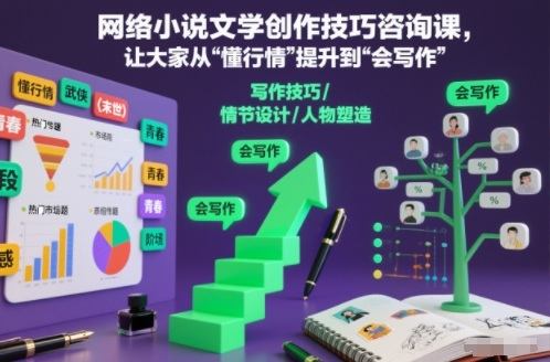 网络小说文学创作技巧咨询课,让大家从“懂行情”提升到”会写作”的高度-新时光资源网