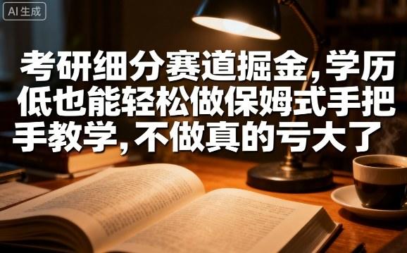 考研细分赛道掘金，日入1k+，学历低也能轻松做保姆式手把手教学，不做真的亏大了【揭秘】-新时光资源网
