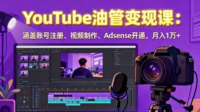 2025YouTube油管变现课：涵盖账号注册、视频制作、Adsense开通，月入1万+-新时光资源网