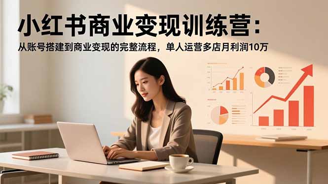 小红书商业变现训练营：从账号搭建到商业变现的完整流程，单人运营多店月利润10万-新时光资源网