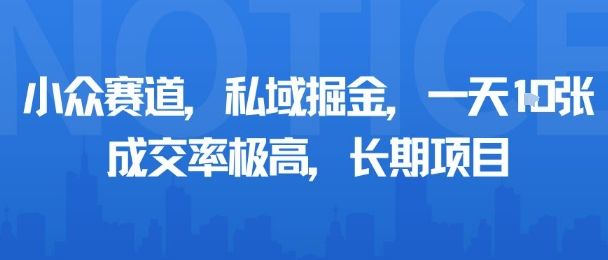 小众赛道，私域掘金，一天多张，成交率极高，长期项目-新时光资源网