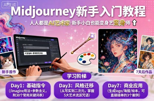 midjourney新手入门教程：人人都是AI艺术家，新手小白也能变身艺术大师-新时光资源网