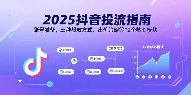 2025抖音投流指南，账号准备、三种投放方式、出价策略等12个核心模块-新时光资源网