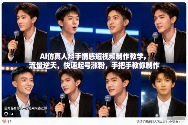 AI仿真人辩手情感短视频制作教学,流量逆天,快速起号涨粉,手把手教你制作-新时光资源网
