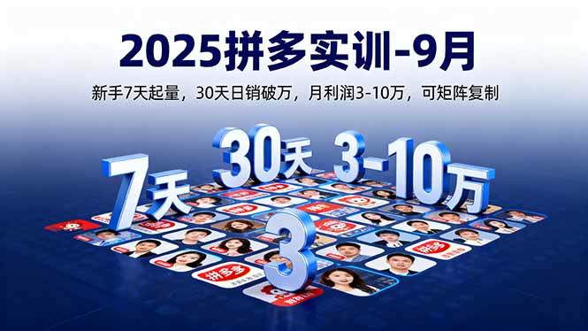 2025拼多多实训-9月:新手7天起量,30天日销破万,月利润3-10万,可矩阵复制-新时光资源网