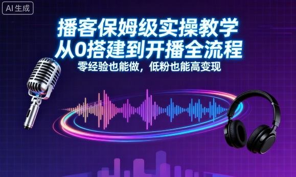 播客保姆级实操教学，从0搭建到开播全流程，零经验也能做，低粉也能高变现-新时光资源网