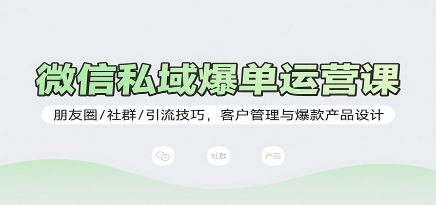 微信私域爆单运营课：朋友圈/社群/引流技巧，客户管理与爆款产品设计-新时光资源网