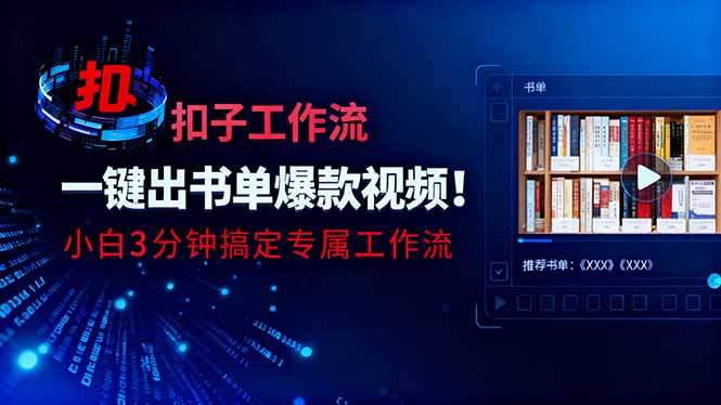 利用扣子工作流一键生成书单爆款视频，小白三分钟搞定专属工作流-新时光资源网