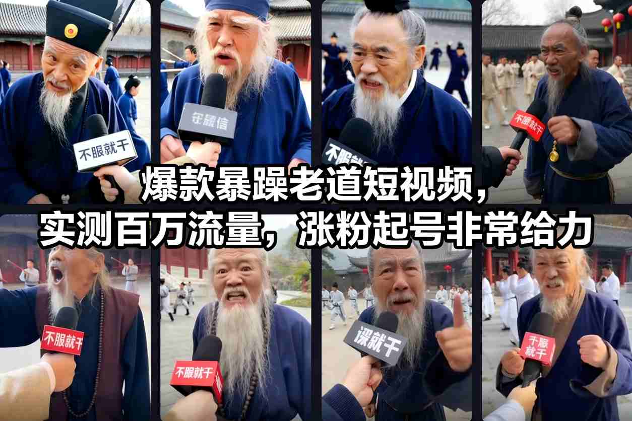 爆款暴躁老道短视频，实测百万流量，涨粉起号非常给力-新时光资源网