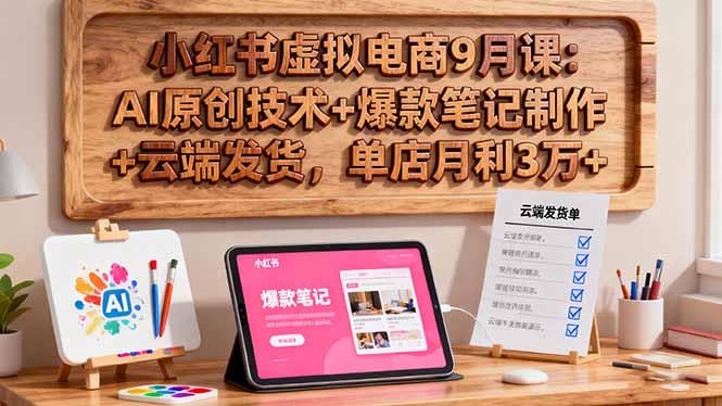 小红书虚拟电商9月课：AI原创技术+爆款笔记制作+云端发货，单店月利3万+-新时光资源网