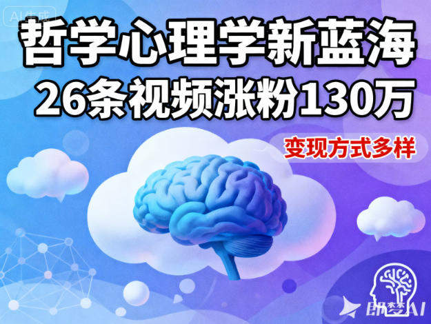 短视频新蓝海，哲学心理学赛道，26条视频涨粉130W，变现方式多样-新时光资源网