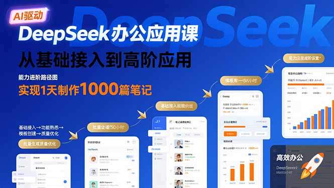 DeepSeek办公应用课：从基础接入到高阶应用，实现1天制作1000篇笔记-新时光资源网