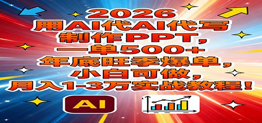 2026用AI代写制作PPT，一单500+，年底旺季爆单，小白可做，月入1-3万实战教程-新时光资源网