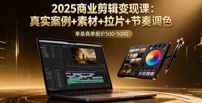 2025商业剪辑变现课：真实案例+素材+拉片+节奏调色，单条商单报价500-5000-新时光资源网