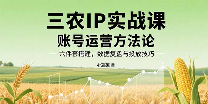 三农IP实战课：账号运营方法论，六件套搭建，数据复盘与投放技巧-新时光资源网
