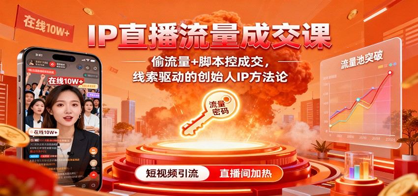 IP直播流量成交课:偷流量+脚本控成交,线索驱动的创始人IP方法论-新时光资源网
