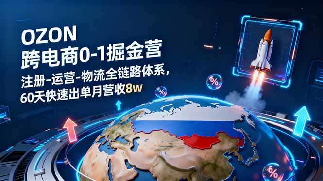 OZON跨境电商0-1掘金营：注册-运营-物流全链路体系，60天快速出单月营收8w-新时光资源网