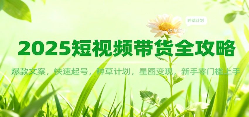 2025短视频带货全攻略：爆款文案，快速起号，种草计划，星图变现，新手零门槛上手-新时光资源网