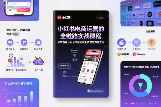 小红书电商运营的全链路实战课程,系统覆盖从账号搭建到商业变现的完整流程