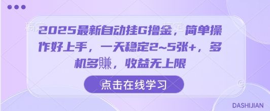 2025最新自动挂G撸金，简单操作好上手，一天稳定2~5张+，多机多賺，收益无上限【揭秘】-新时光资源网
