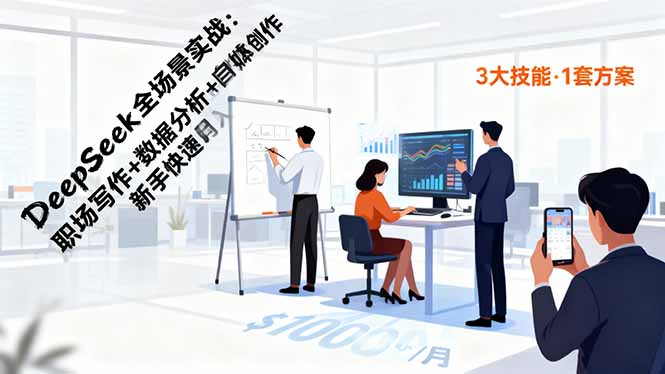 DeepSeek全场景实战:职场写作+数据分析+自媒体创作,新手快速月入过万-新时光资源网