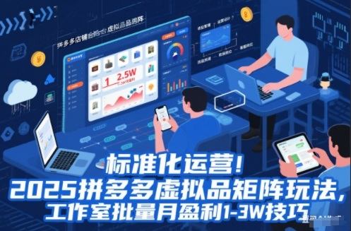 标准化运营!2025拼多多虚拟品矩阵玩法,工作室批量月盈利1-3W技巧【揭秘】-新时光资源网