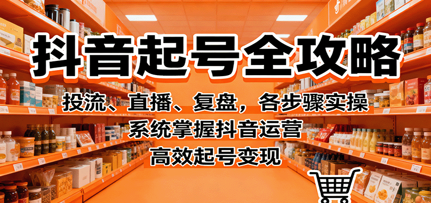 抖音起号全攻略，投流、直播、复盘，各步骤实操，系统掌握抖音运营，高效起号变现-新时光资源网