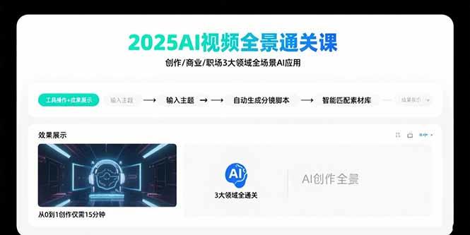 2025AI视频全景通关课：涵盖创作/商业/职场3大领域  掌握AI全场景应用-新时光资源网