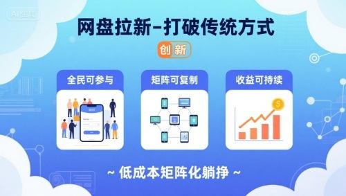 网盘拉新-打破传统方式，低成本矩阵化躺挣，全民可参与、矩阵可复制、收益可持续【揭秘】-新时光资源网