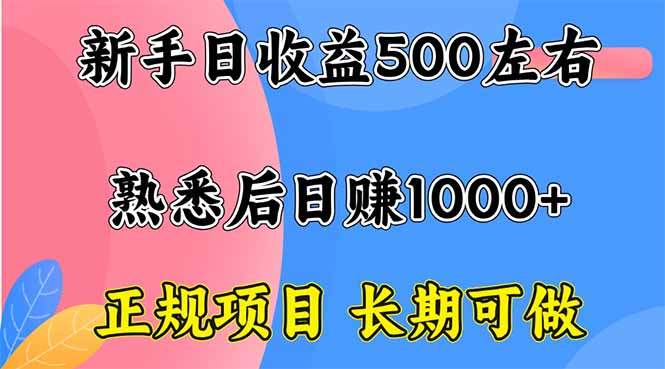新手日收益500+ 正规项目 长期可做-新时光资源网