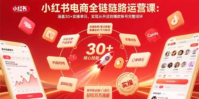 小红书电商全链路运营课：涵盖30+实操单元，实现从开店到爆款账号完整闭环-新时光资源网