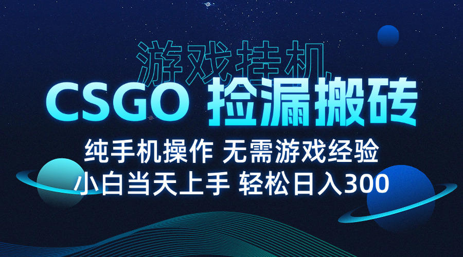 8月最新游戏搬砖，CSGO纯挂机，不需要玩游戏，实现真挂机，月入1W+-新时光资源网