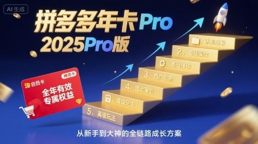 拼多多年卡2025Pro版，五大板块从认知到基础、从推广到活动、从活动到玩法-新时光资源网