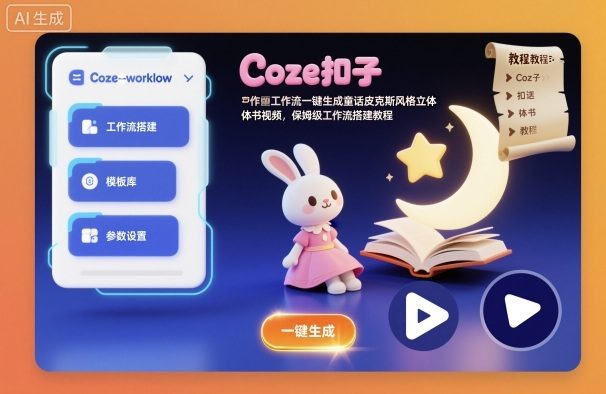 Coze扣子工作流一键生成童话皮克斯风格立体书视频，保姆级工作流搭建教程-新时光资源网