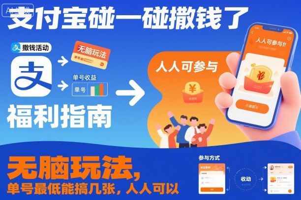 支付宝碰一碰撒钱了，无脑玩法，单号最低能搞几张，人人可以撸【揭秘】-新时光资源网