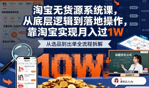 2025最新淘宝无货源系统课，从底层逻辑到落地操作，靠淘宝实现月入过1W-新时光资源网