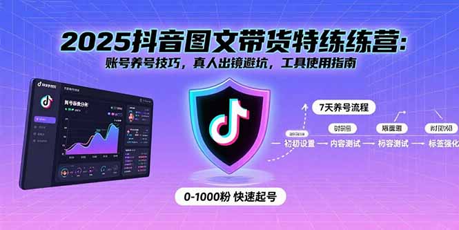 2025抖音图文带货特练营：账号养号技巧，真人出镜避坑，工具使用指南-新时光资源网