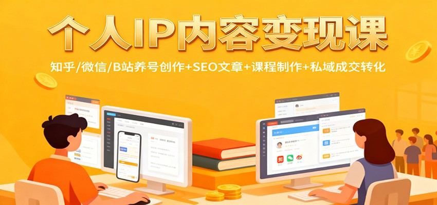 个人IP内容变现课：知乎/微信/B站养号创作+SEO文章+课程制作+私域成交转化-新时光资源网