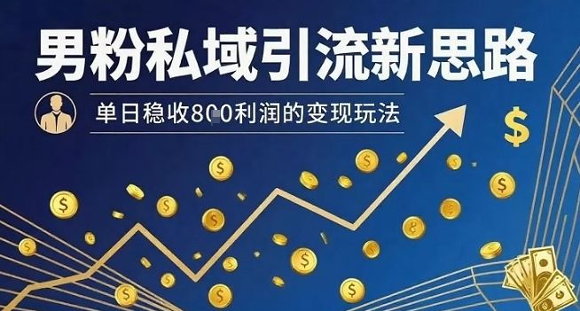 男粉私域引流新思路，单日稳收8张利润的变现玩法-新时光资源网