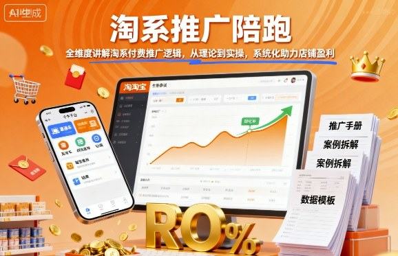 淘系推广陪跑，全维度讲解淘系付费推广逻辑，从理论到实操，系统化助力店铺盈利-新时光资源网