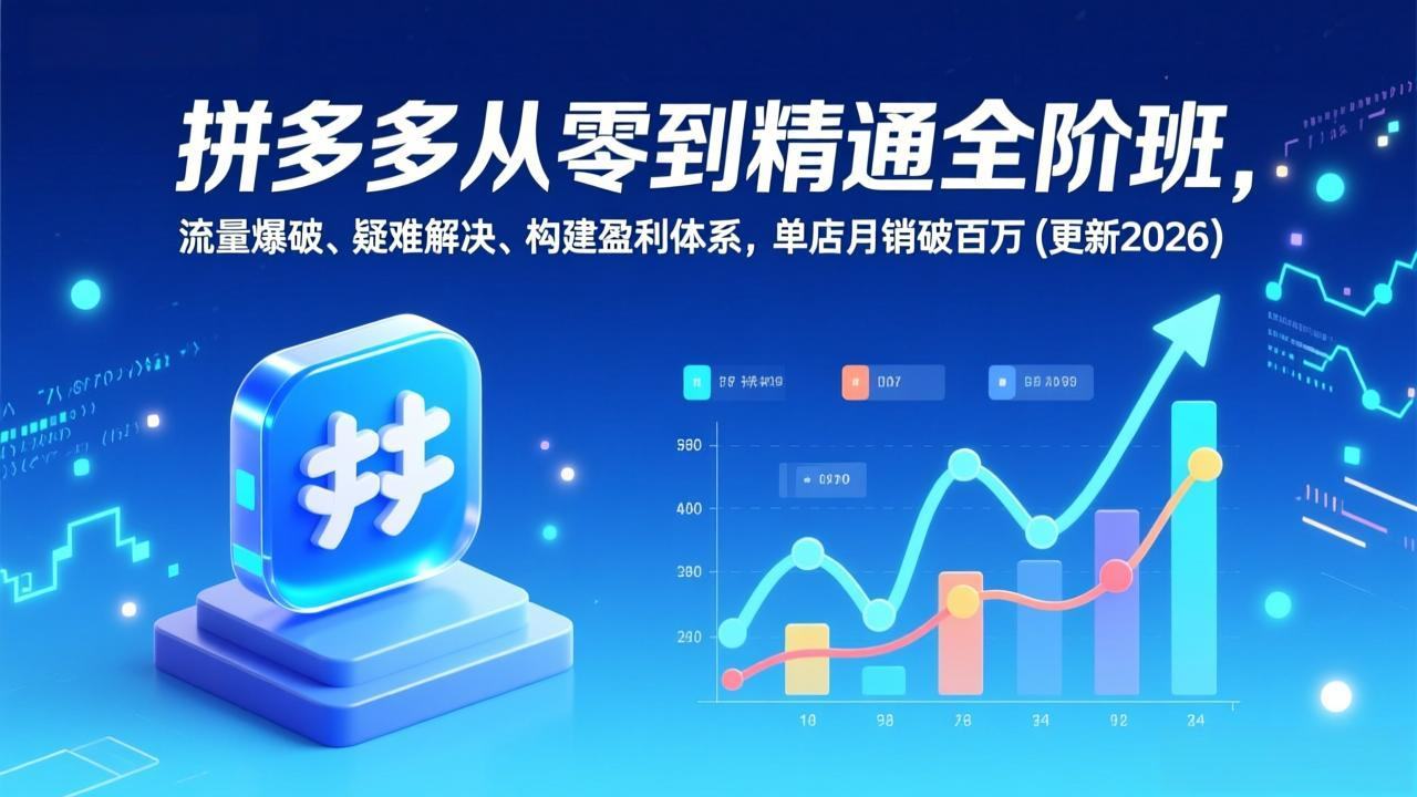 拼多多从零到精通全阶班，流量爆破、疑难解决，构建盈利体系，单店月销破百万(更新2026-新时光资源网