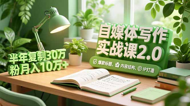 自媒体写作实战课2.0,爆款标题、内容结构、IP打造,半年复制30万粉月入10万+-新时光资源网